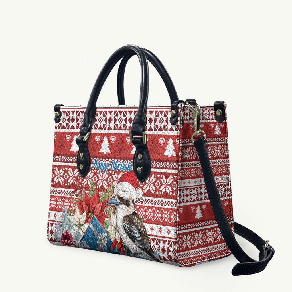 Australia Christmas In July Leather Bag Kookaburra Santa Red Color