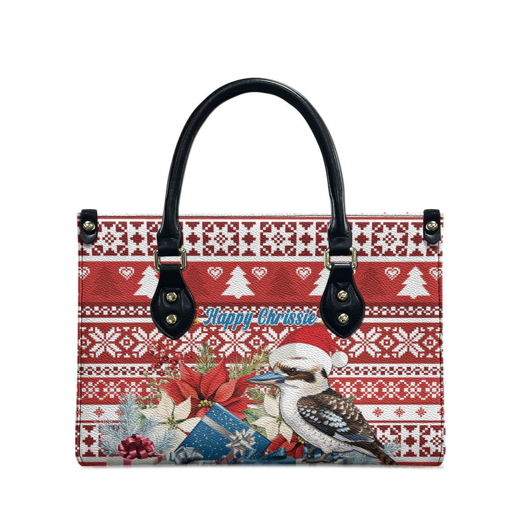 Australia Christmas In July Leather Bag Kookaburra Santa Red Color
