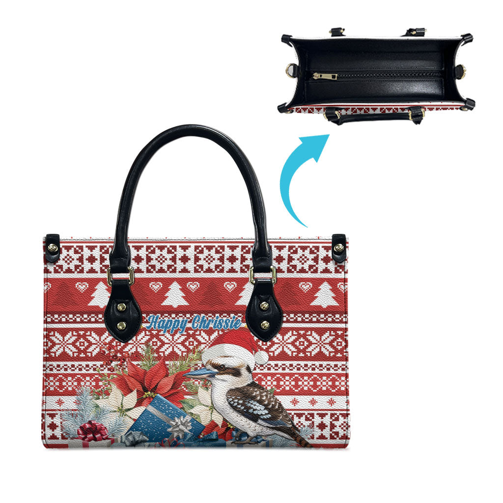 Australia Christmas In July Leather Bag Kookaburra Santa Red Color
