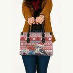 Australia Christmas In July Leather Bag Kookaburra Santa Red Color