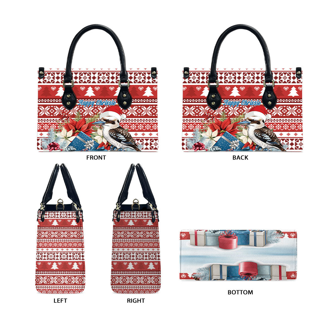 Australia Christmas In July Leather Bag Kookaburra Santa Red Color