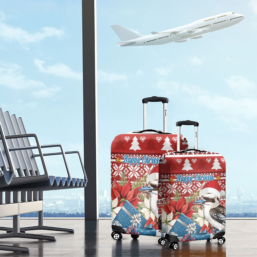 Australia Christmas In July Luggage Cover Kookaburra Santa Red Color