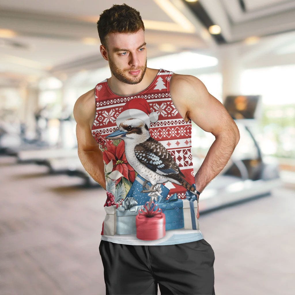 Australia Christmas In July Men Tank Top Kookaburra Santa Red Color