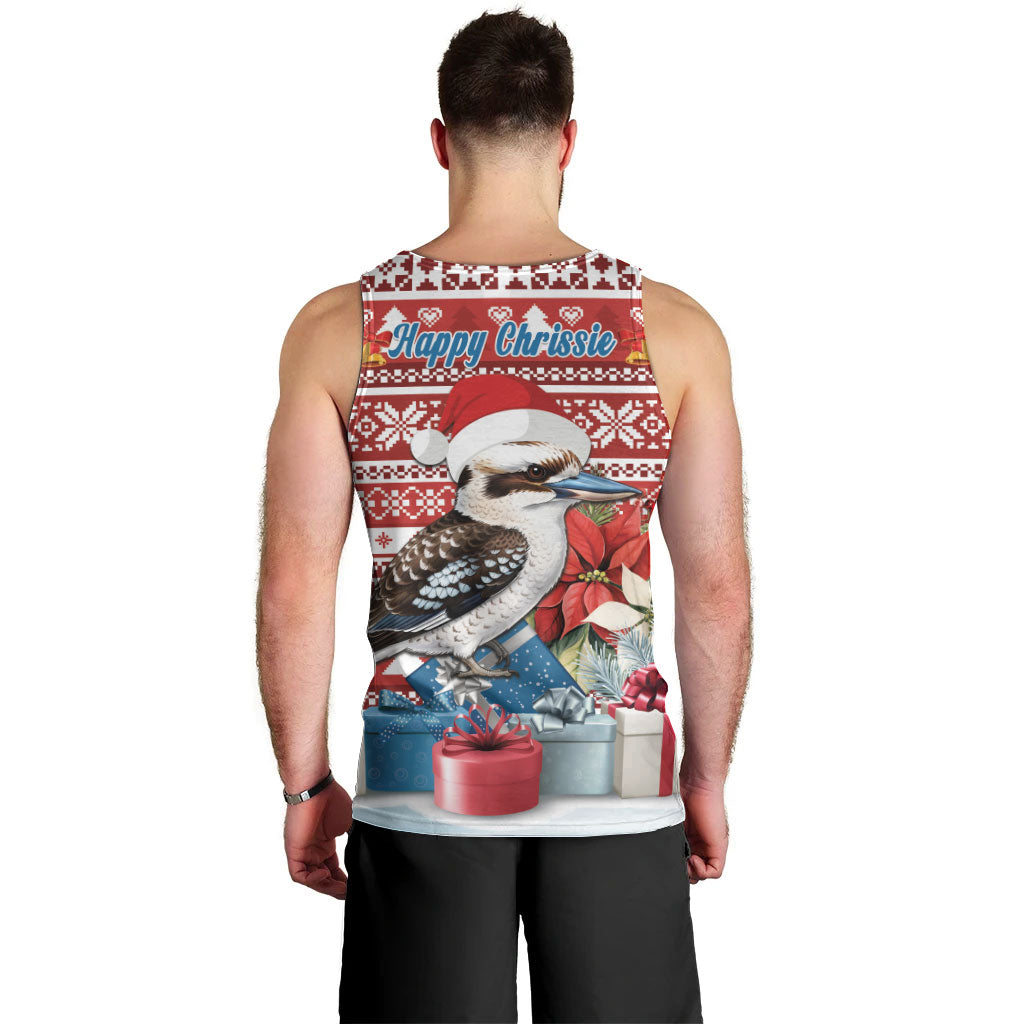 Australia Christmas In July Men Tank Top Kookaburra Santa Red Color
