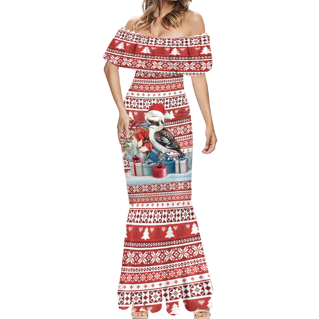 Australia Christmas In July Mermaid Dress Kookaburra Santa Red Color