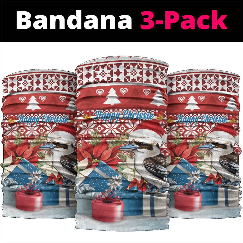 Australia Christmas In July Neck Gaiter Kookaburra Santa Red Color
