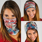 Australia Christmas In July Neck Gaiter Kookaburra Santa Red Color