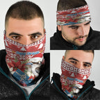 Australia Christmas In July Neck Gaiter Kookaburra Santa Red Color