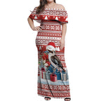 Australia Christmas In July Off Shoulder Maxi Dress Kookaburra Santa Red Color