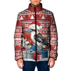 Australia Christmas In July Padded Jacket Kookaburra Santa Red Color