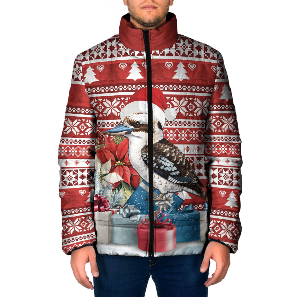 Australia Christmas In July Padded Jacket Kookaburra Santa Red Color