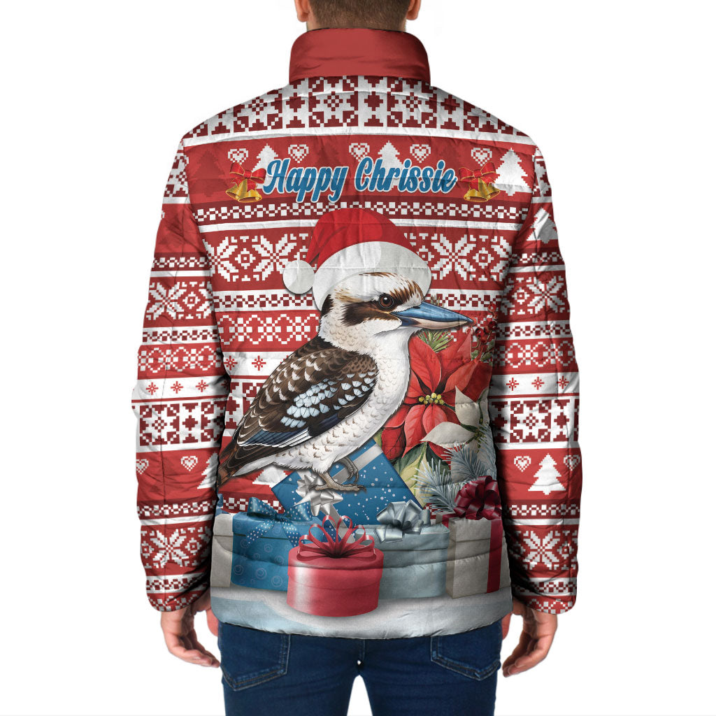 Australia Christmas In July Padded Jacket Kookaburra Santa Red Color