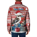 Australia Christmas In July Padded Jacket Kookaburra Santa Red Color