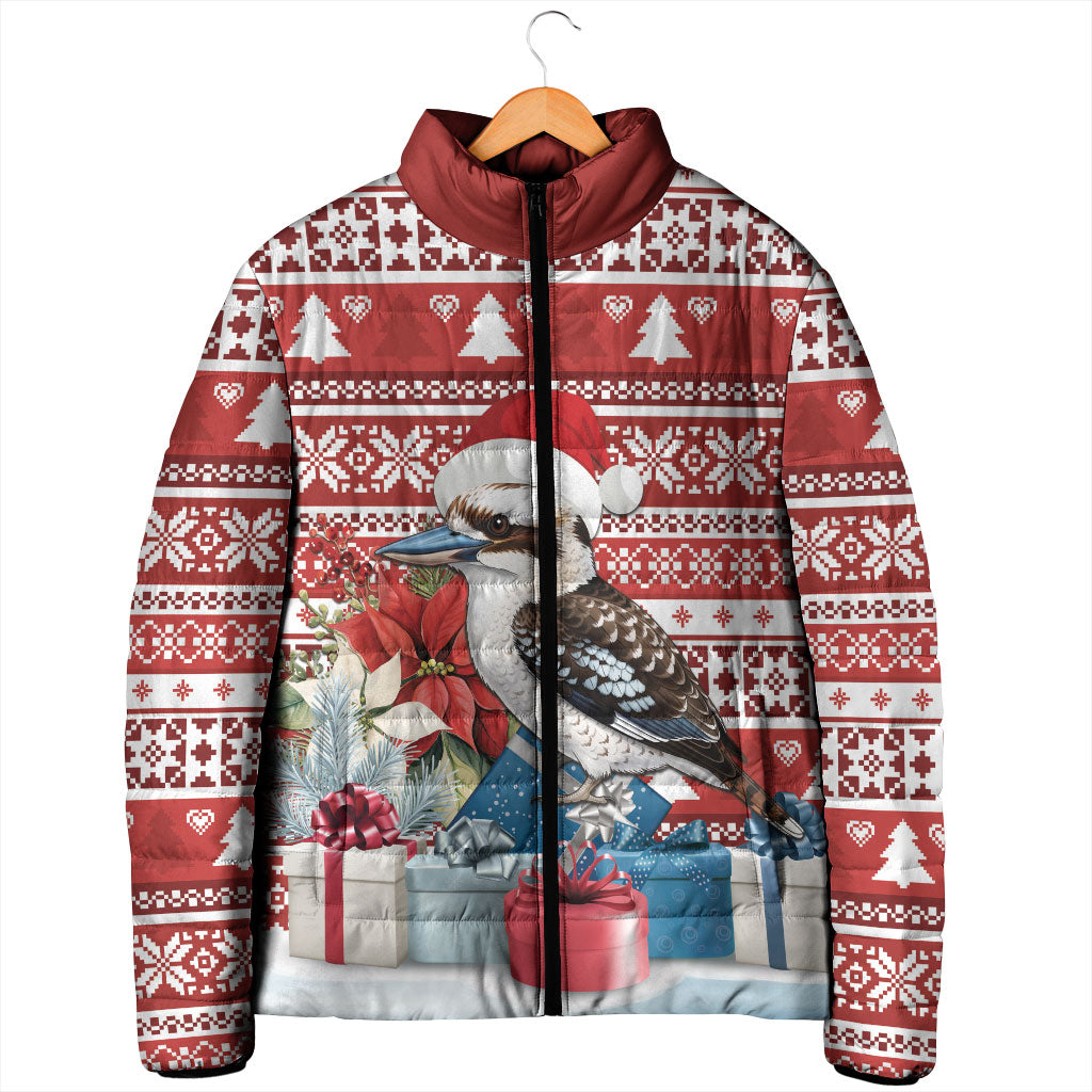 Australia Christmas In July Padded Jacket Kookaburra Santa Red Color