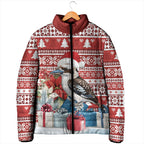 Australia Christmas In July Padded Jacket Kookaburra Santa Red Color