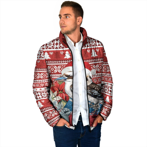 Australia Christmas In July Padded Jacket Kookaburra Santa Red Color