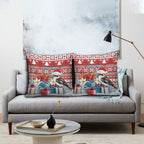 Australia Christmas In July Pillow Cover Kookaburra Santa Red Color