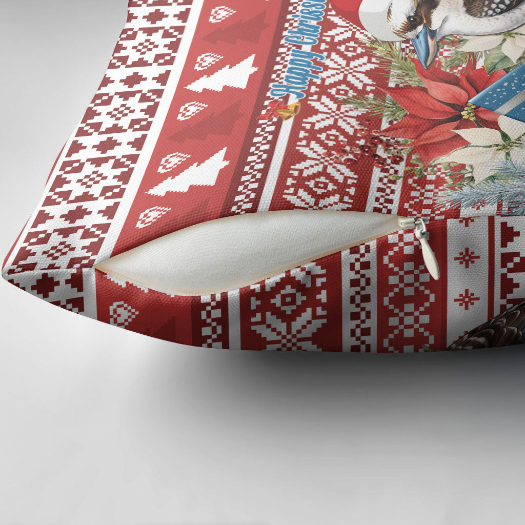 Australia Christmas In July Pillow Cover Kookaburra Santa Red Color