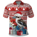 Australia Christmas In July Polo Shirt Kookaburra Santa Red Color