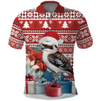 Australia Christmas In July Polo Shirt Kookaburra Santa Red Color