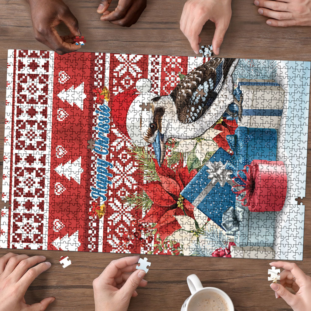 Australia Christmas In July Puzzle Kookaburra Santa Red Color