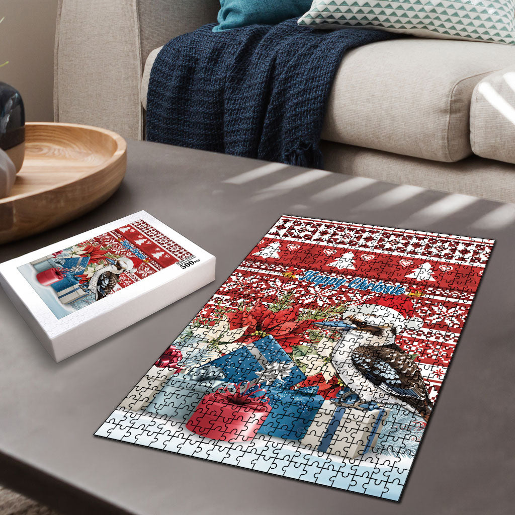 Australia Christmas In July Puzzle Kookaburra Santa Red Color