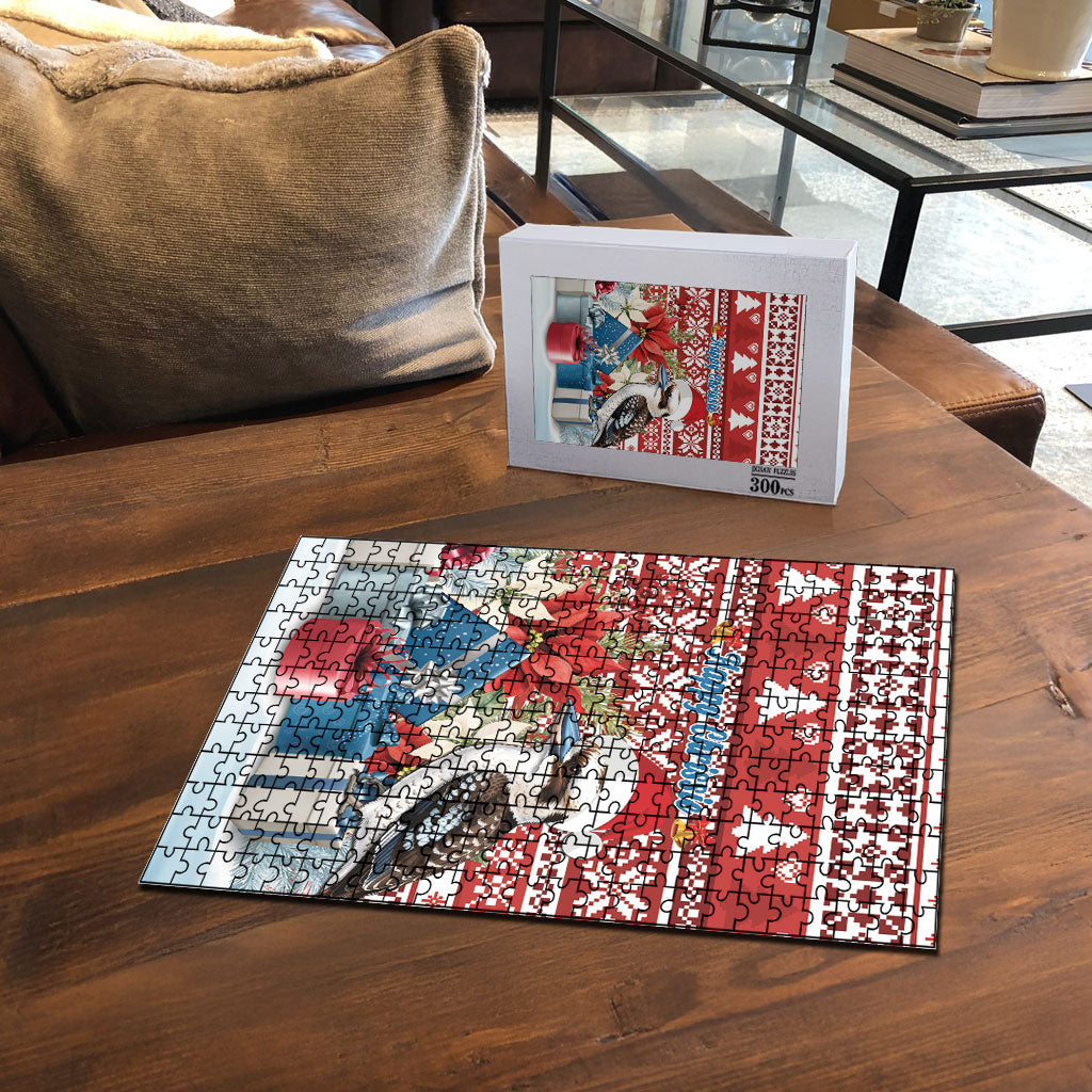 Australia Christmas In July Puzzle Kookaburra Santa Red Color