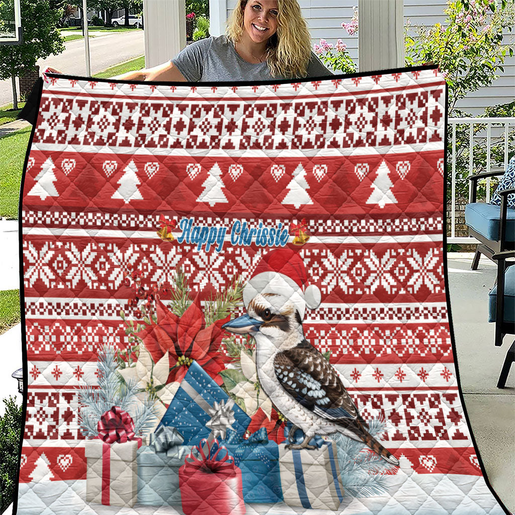 Australia Christmas In July Quilt Kookaburra Santa Red Color