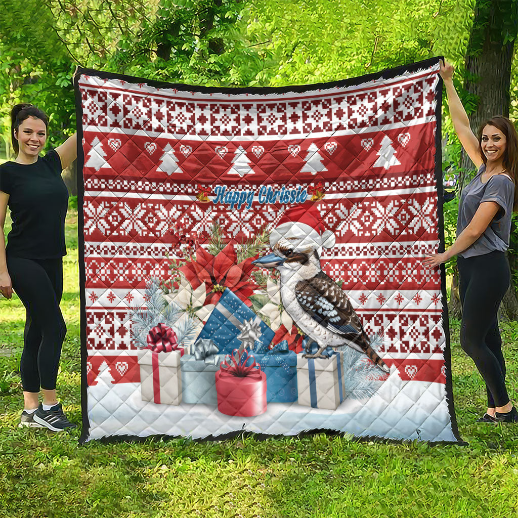Australia Christmas In July Quilt Kookaburra Santa Red Color