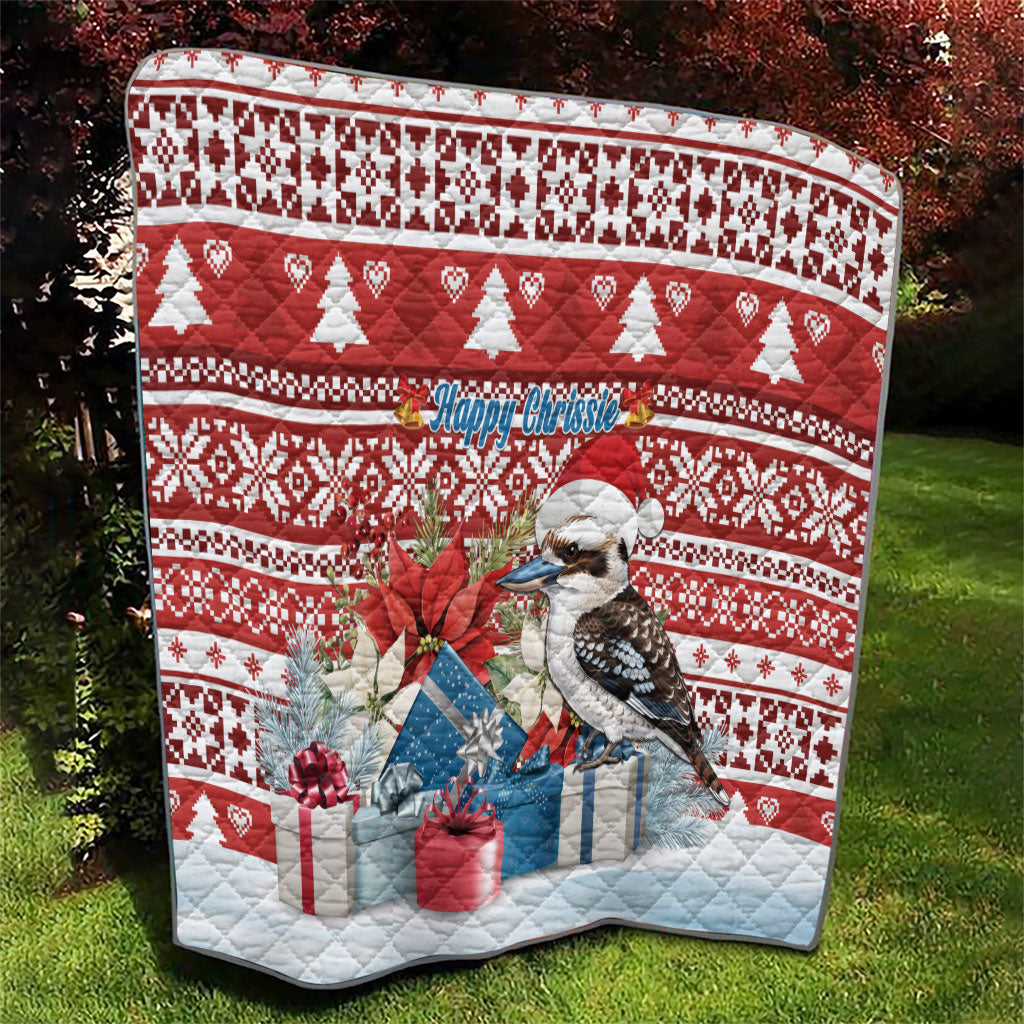 Australia Christmas In July Quilt Kookaburra Santa Red Color