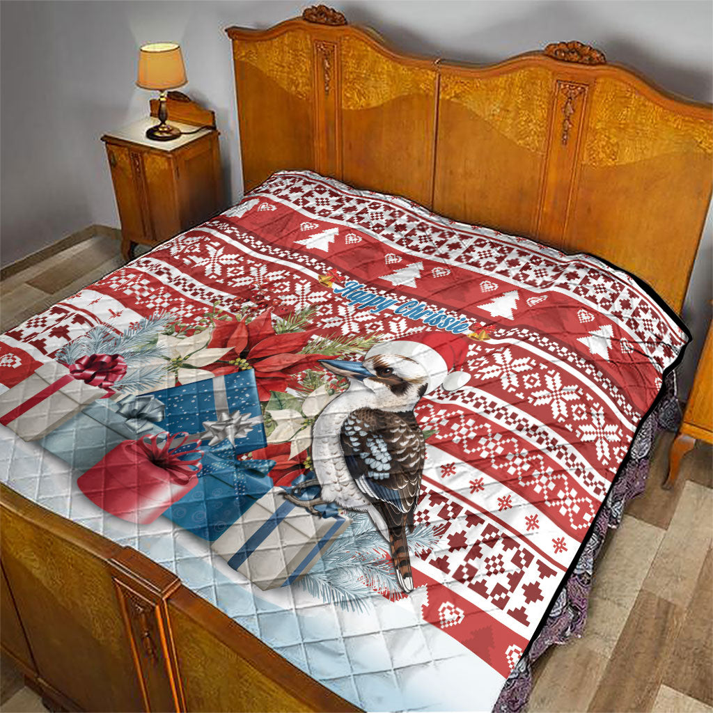 Australia Christmas In July Quilt Kookaburra Santa Red Color