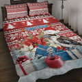 Australia Christmas In July Quilt Bed Set Kookaburra Santa Red Color