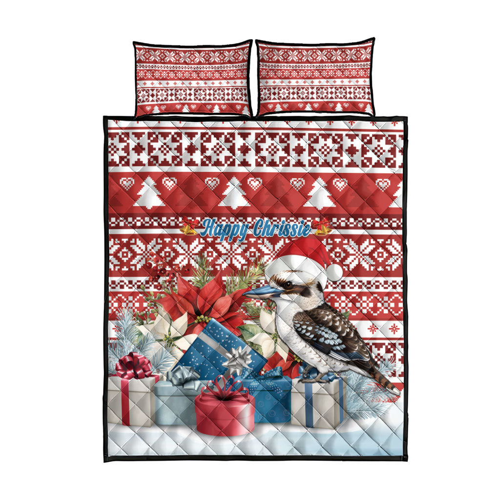 Australia Christmas In July Quilt Bed Set Kookaburra Santa Red Color