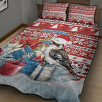 Australia Christmas In July Quilt Bed Set Kookaburra Santa Red Color
