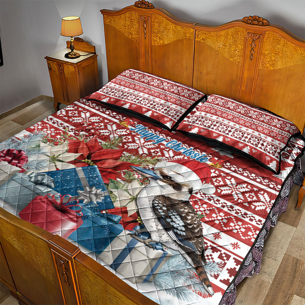 Australia Christmas In July Quilt Bed Set Kookaburra Santa Red Color