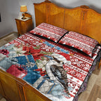 Australia Christmas In July Quilt Bed Set Kookaburra Santa Red Color