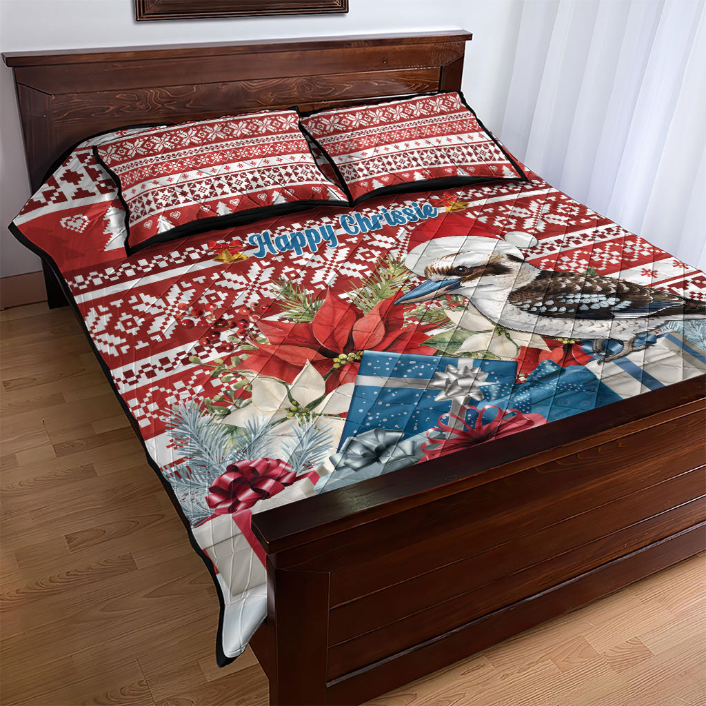Australia Christmas In July Quilt Bed Set Kookaburra Santa Red Color