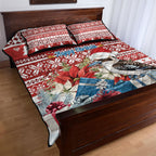 Australia Christmas In July Quilt Bed Set Kookaburra Santa Red Color