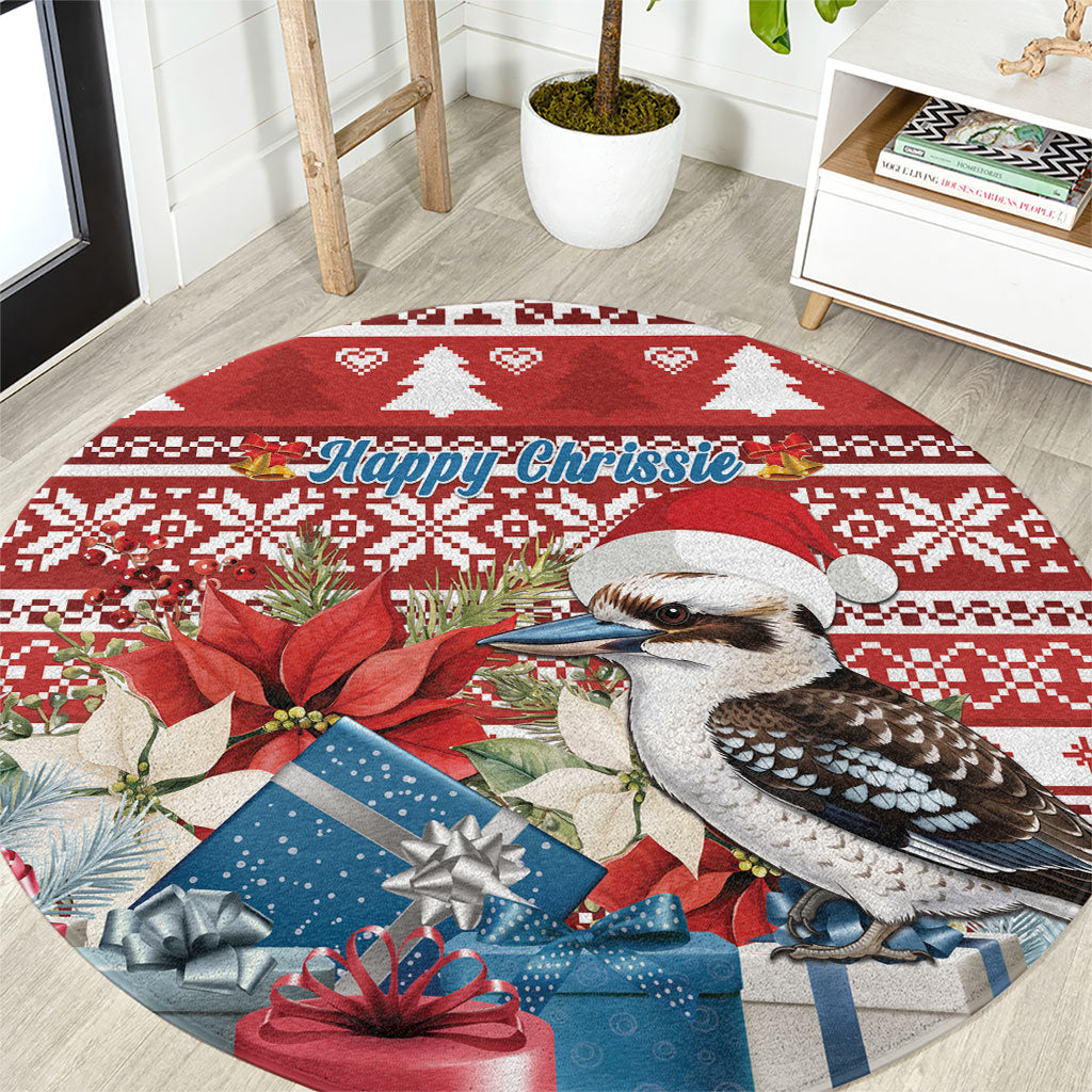 Australia Christmas In July Round Carpet Kookaburra Santa Red Color