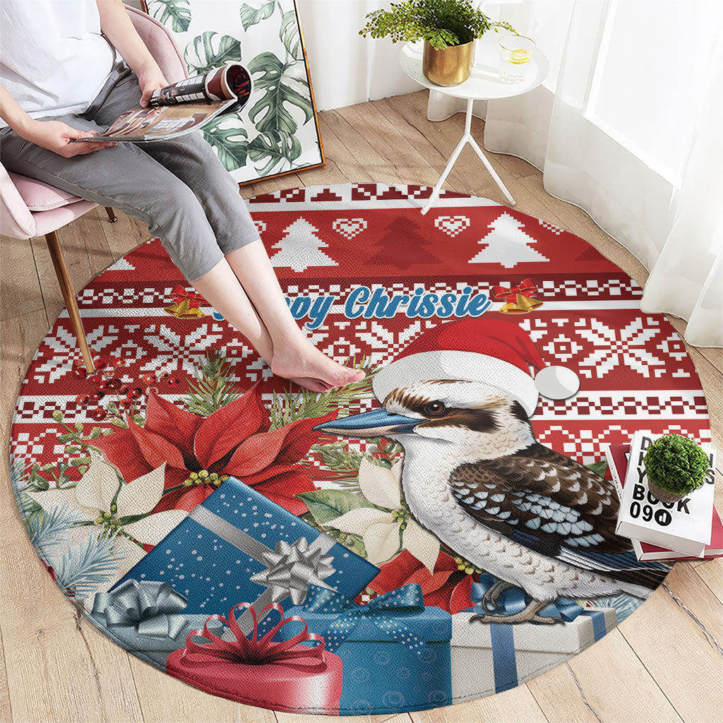 Australia Christmas In July Round Carpet Kookaburra Santa Red Color