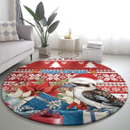 Australia Christmas In July Round Carpet Kookaburra Santa Red Color