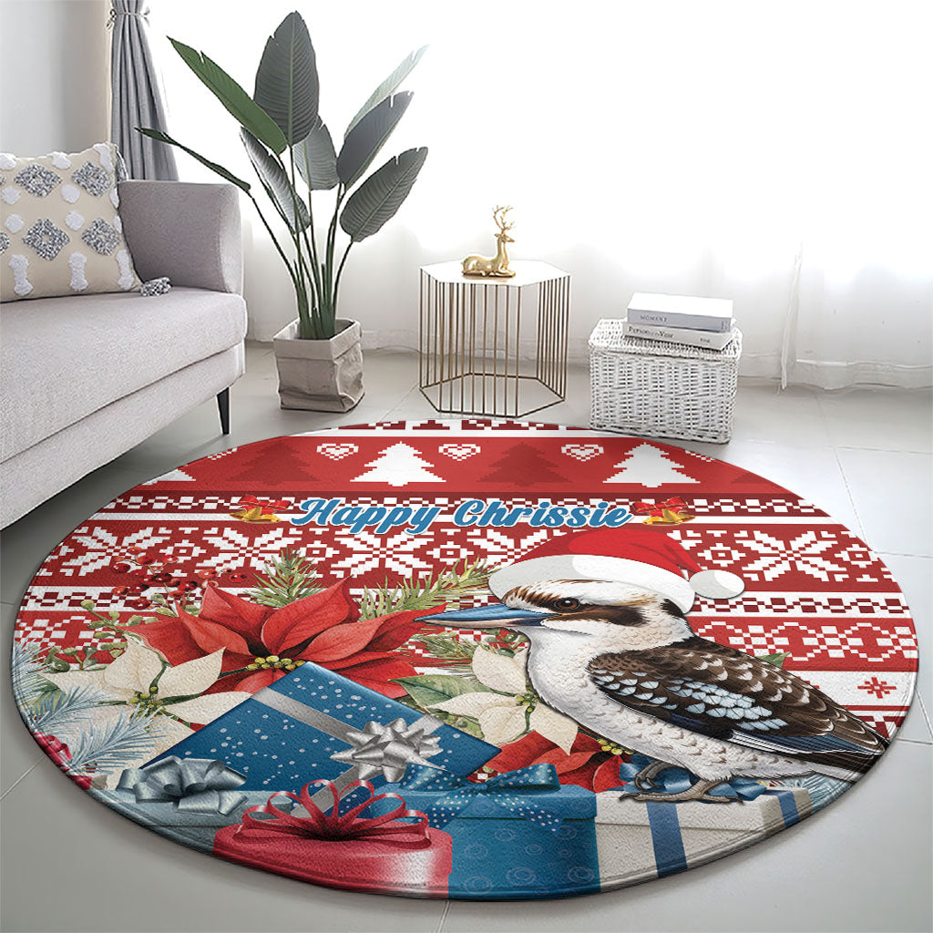 Australia Christmas In July Round Carpet Kookaburra Santa Red Color