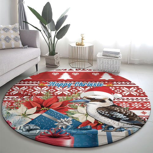 Australia Christmas In July Round Carpet Kookaburra Santa Red Color