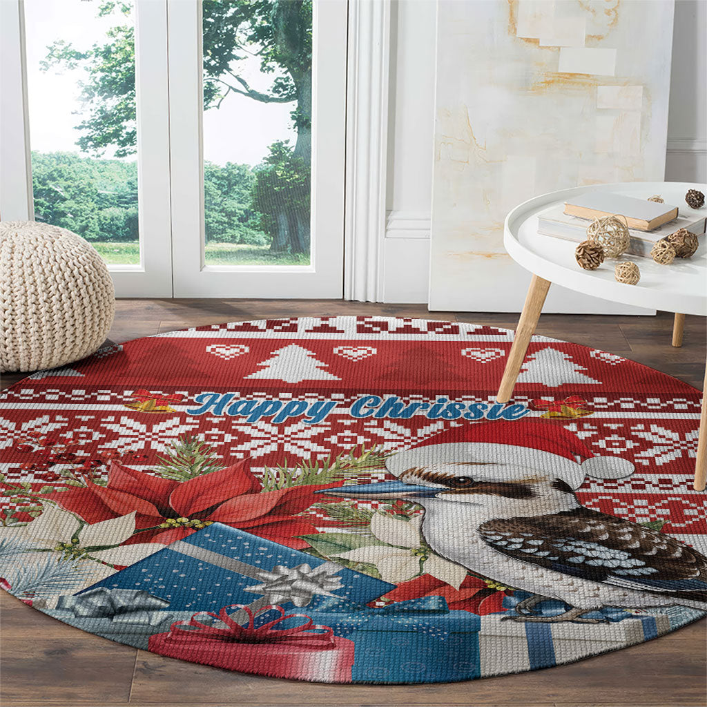 Australia Christmas In July Round Carpet Kookaburra Santa Red Color