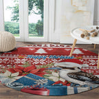 Australia Christmas In July Round Carpet Kookaburra Santa Red Color