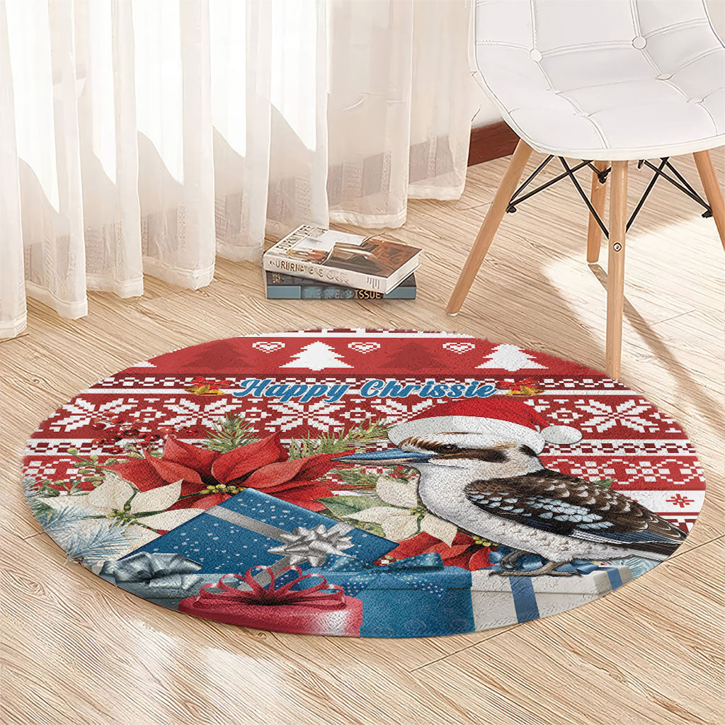 Australia Christmas In July Round Carpet Kookaburra Santa Red Color