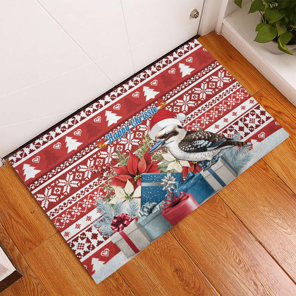 Australia Christmas In July Rubber Doormat Kookaburra Santa Red Color
