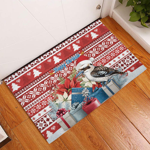 Australia Christmas In July Rubber Doormat Kookaburra Santa Red Color