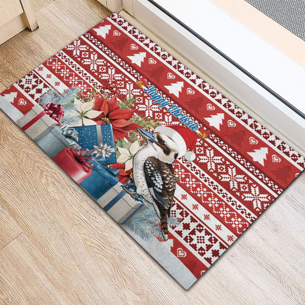Australia Christmas In July Rubber Doormat Kookaburra Santa Red Color