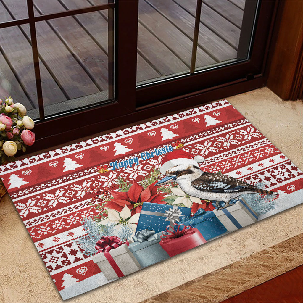 Australia Christmas In July Rubber Doormat Kookaburra Santa Red Color